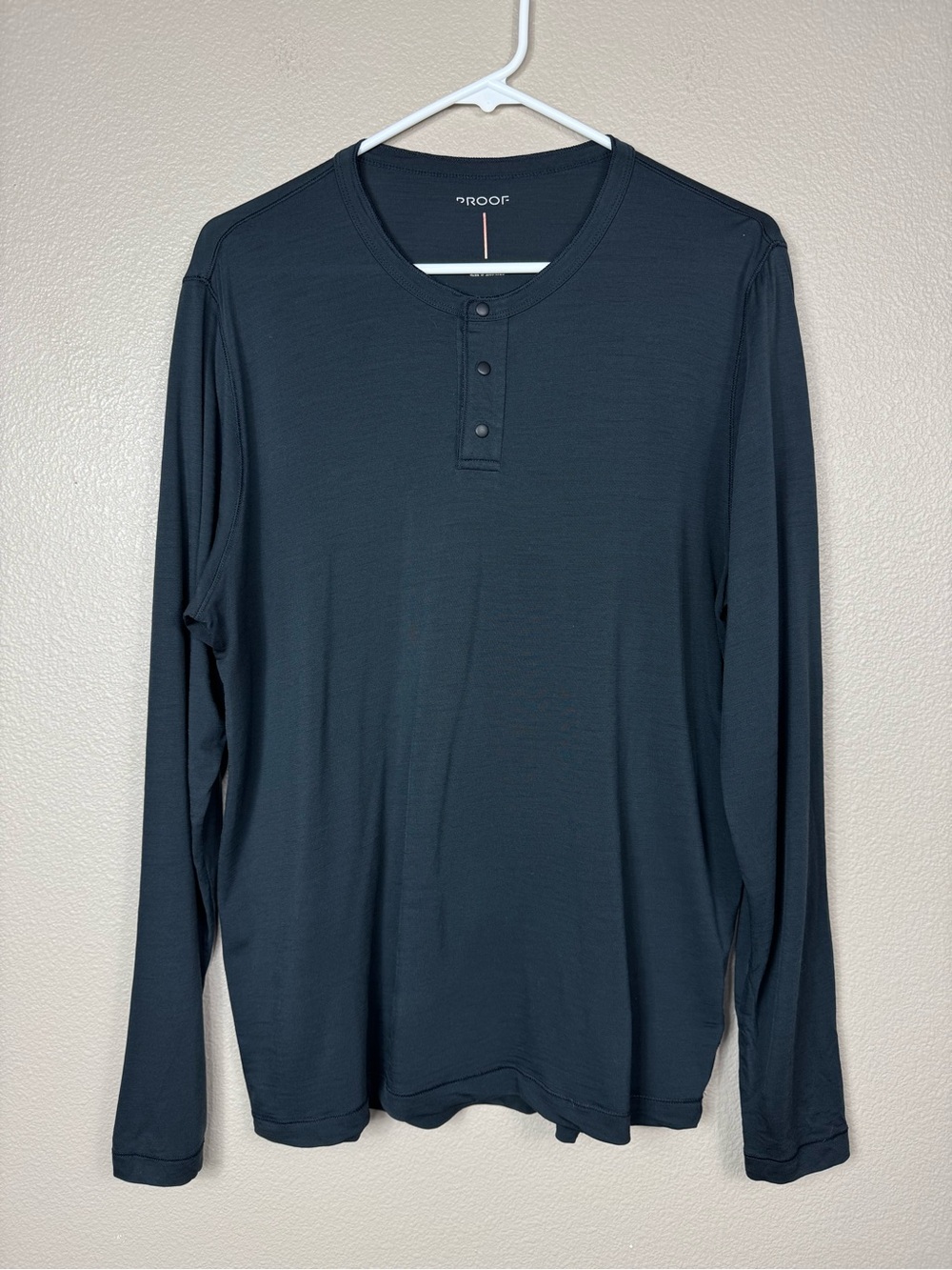 Proof 72-Hour Merino Long Sleeve Henley tee sweat proof black A